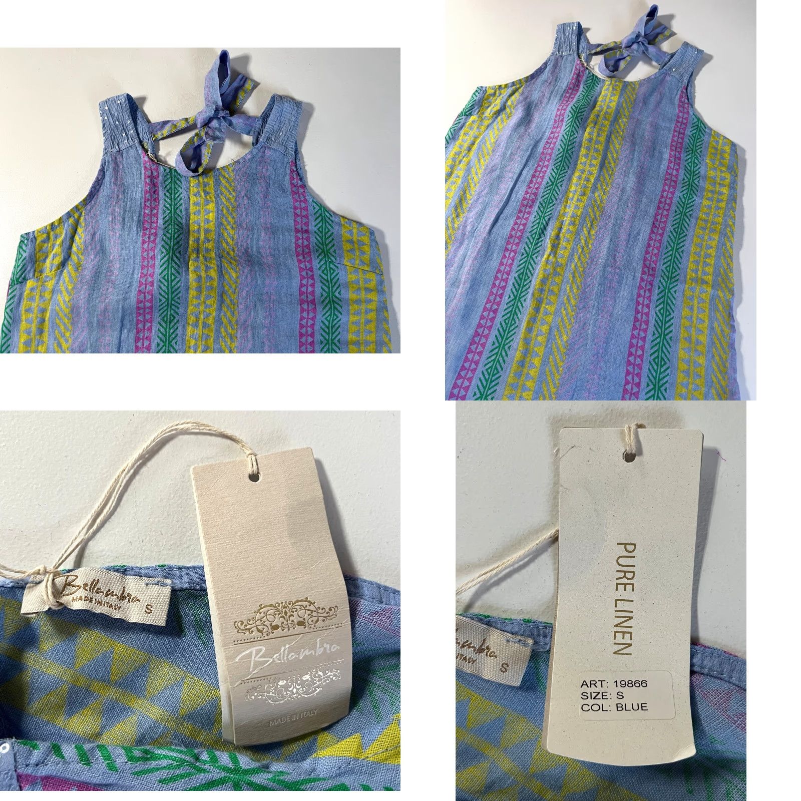 Vintage NWT Bellambra Sundress Striped Linen Midi Dress Made in Italy S Womens Size S / US 4 / IT 40 - 8 Thumbnail