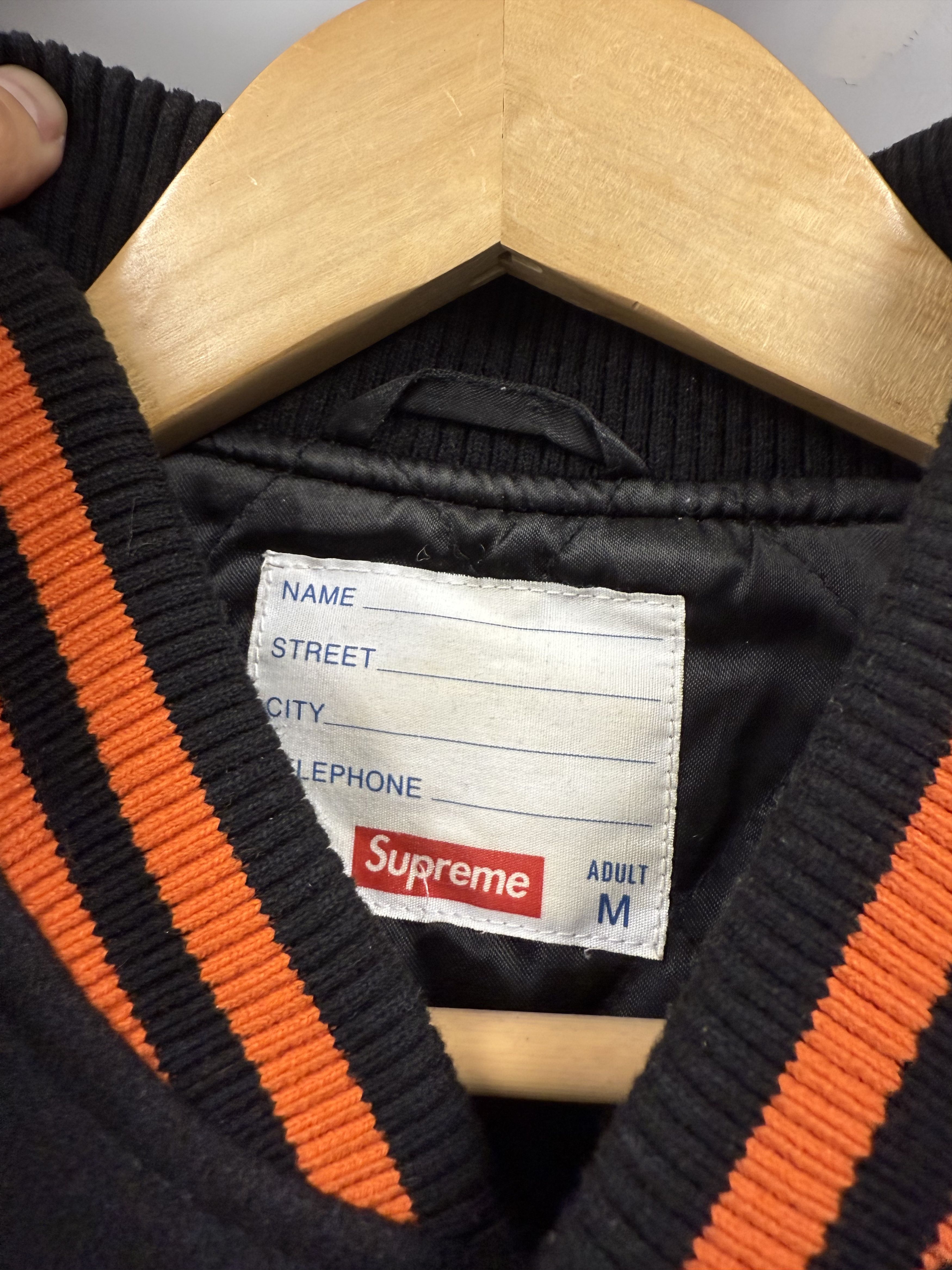 Supreme Supreme Team Varsity Jacket - Black/Orange - M Size US M / EU 48-50 / 2 - 4 Thumbnail