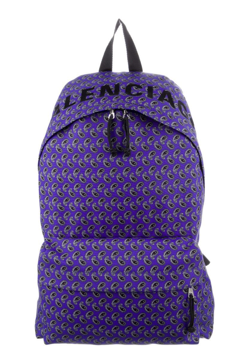 image of Balenciaga Purple Paisley Wheel Backpack, Men's (Size 30)