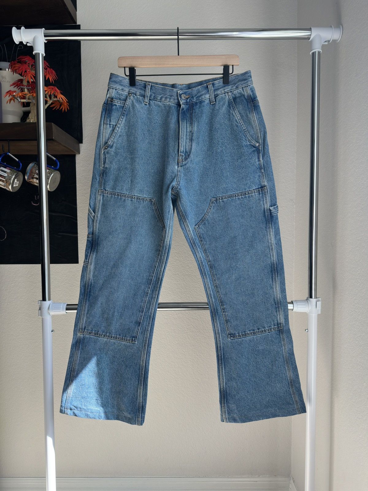 Off-White Off White Double Knee Carpenter Flared Denim Pants Size US 33 - 1 Thumbnail