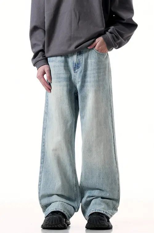 VIBE Street retro blue distressed washed straight loose jeans Size US 32 / EU 48 - 7 Thumbnail
