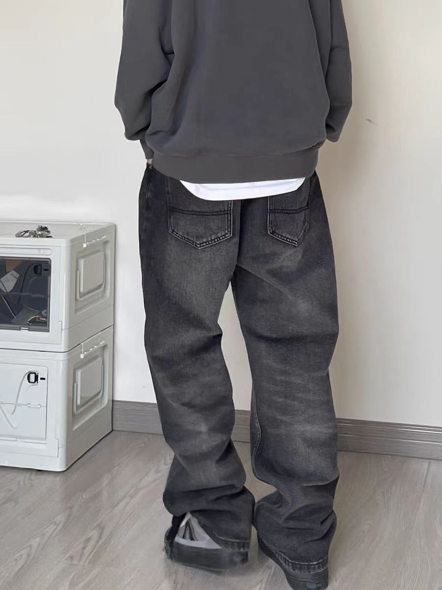 Japanese Brand × Jean Washed Gray Black Baggy Straight Leg Jeans Size US 28 / EU 44 - 3 Thumbnail