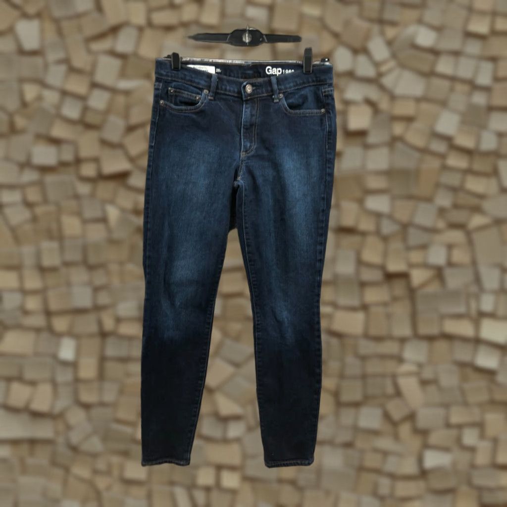 Gap Gap 1969 Jeans Skinny Denim Dark Wash Blue Size 28 Womens Regular Rise 5-Pocket Button Zipper Cotton Vintage: No (note: do not include N/A) Size 28" / US 6 / IT 42 - 1 Thumbnail