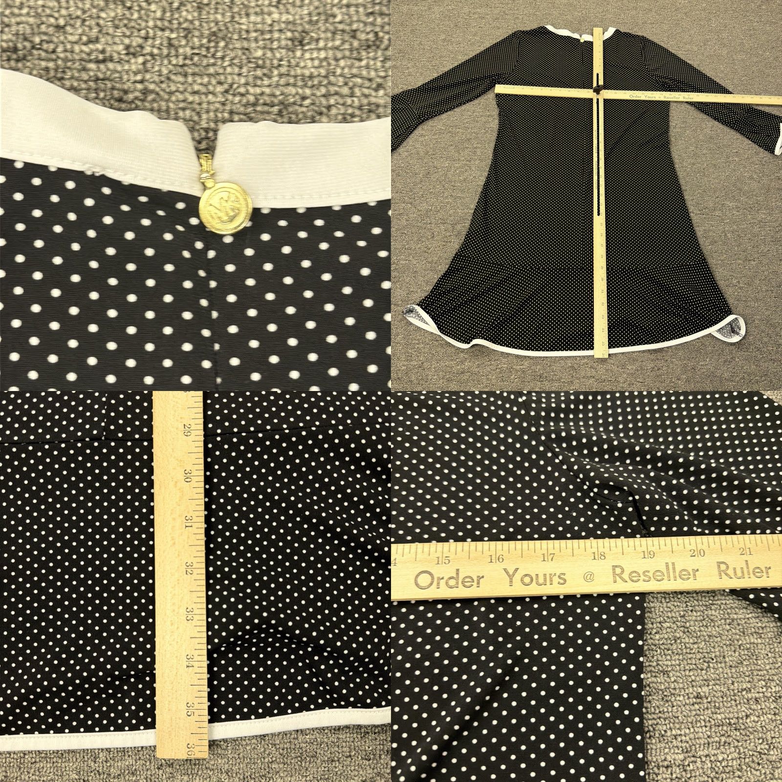 Vintage Michael Kors Dress Womens M Black Polka Dot Bell Sleeve Ruffle Hem Crew Neck Short Dress Size M / US 6-8 / IT 42-44 - 8 Thumbnail