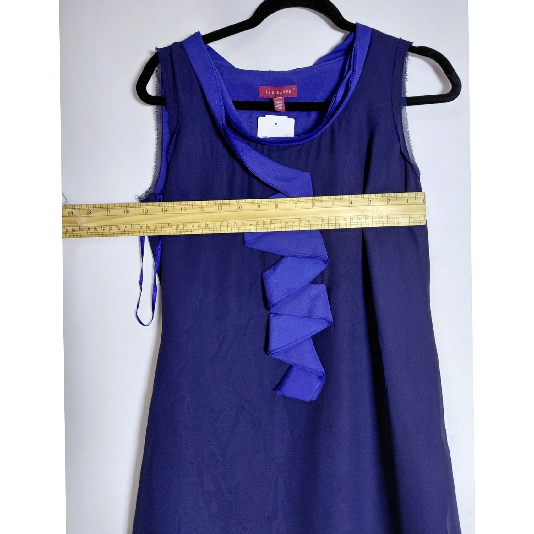 Ted Baker TED BAKER Sleeveless Ruffle Top Solid Lightweight Women Size 3 Purple, Polyester, Casual, Business, Knee Length, Tank/Top Size XS / US 0-2 / IT 36-38 - 6 Thumbnail