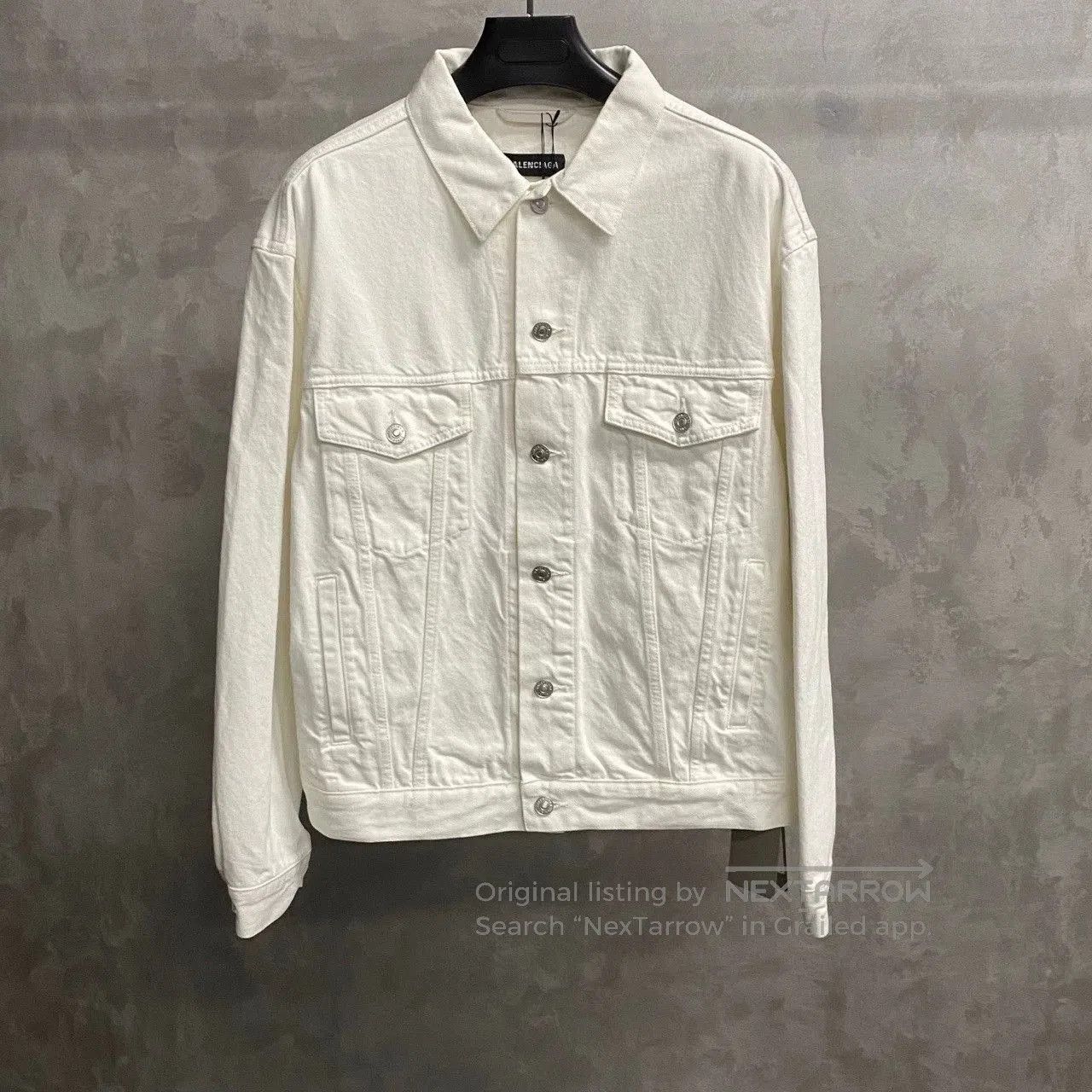 Balenciaga Balenciaga White Embroidered Logo Denim Jacket. Size US S / EU 44-46 / 1 - 1 Thumbnail