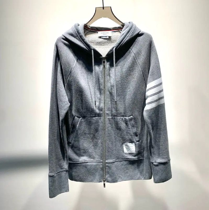 Thom Browne Thom Browne Gray Cotton Zip-Up Hoodie 0089 Size US M / EU 48-50 / 2 - 1 Thumbnail