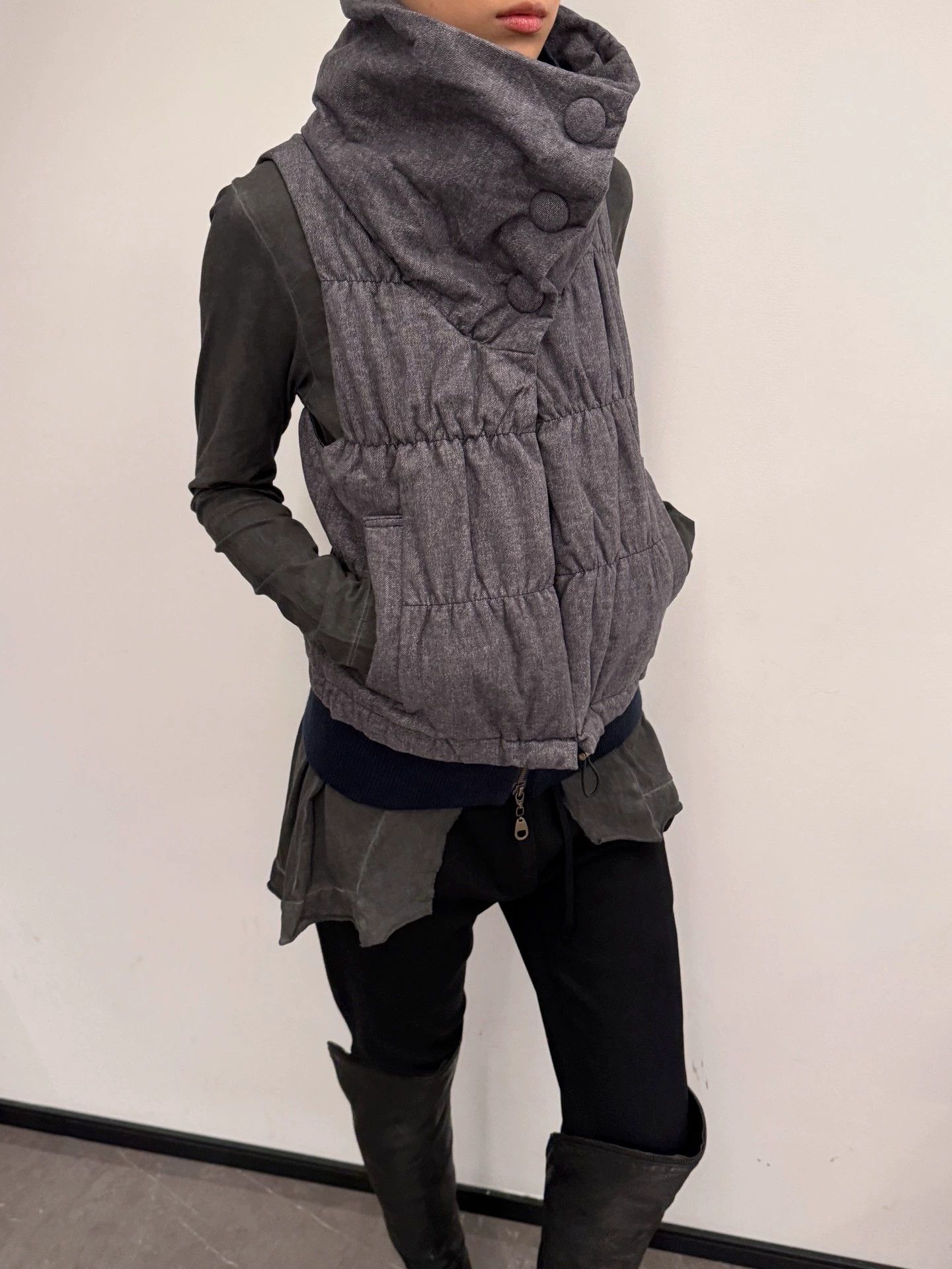 Vintage Japanese Brand Double Collar Double Zipper Padded Vest Size XS / US 0-2 / IT 36-38 - 7 Thumbnail