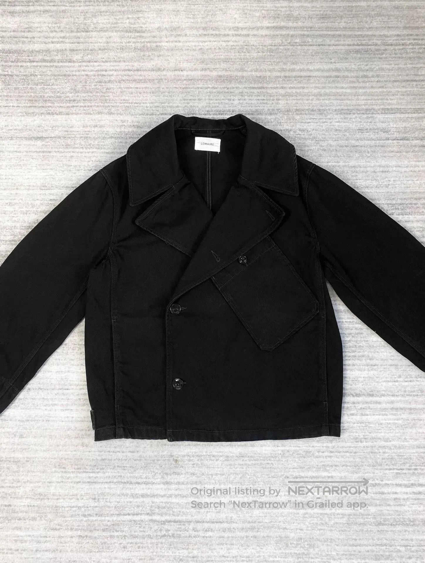 Lemaire black double-breasted jacket with collar. Size US XXS / EU 40 - 2 Thumbnail