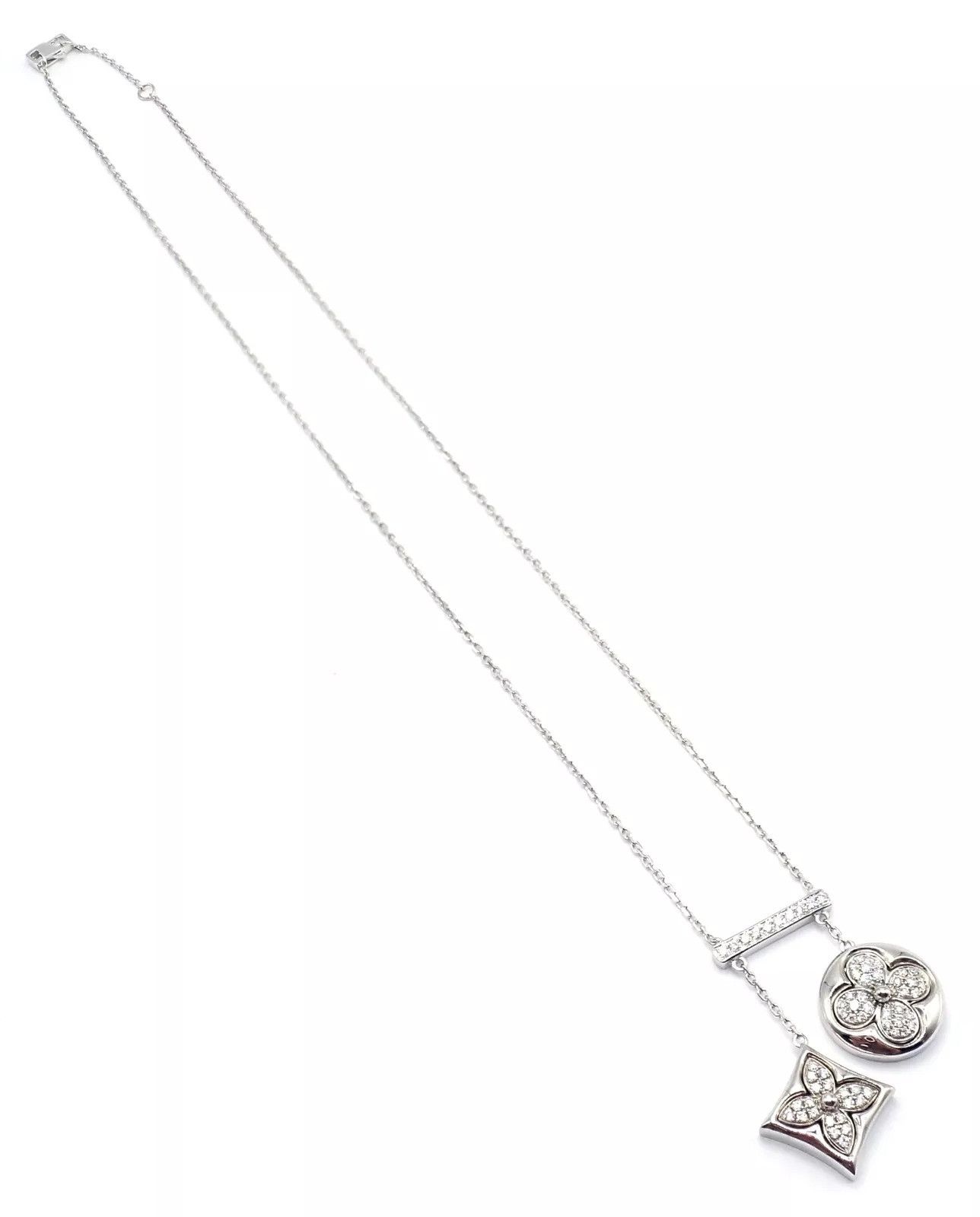 Louis Vuitton Louis Vuitton 18k White Gold Diamond Link Pendant Necklace Size ONE SIZE - 9 Thumbnail