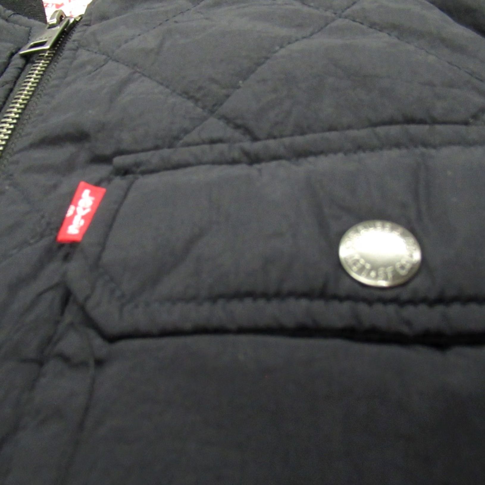 Vintage Levi Jacket Women L Black Quilted Bomber Full Zip Pockets Warm Midweight Winter Netural? Size L / US 10 / IT 46 - 7 Thumbnail