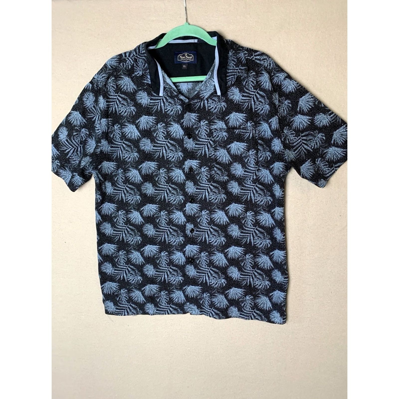 Nat Nast VINTAGE Nat Nast Shirt Men XL Blue Palm Leaves Button-Up Silk Cotton Camp Beach Tropics Size US XL / EU 56 / 4 - 2 Thumbnail
