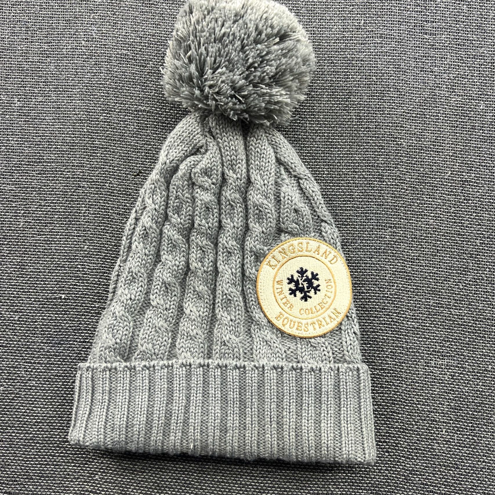 Vintage Kingsland Beanie One Size Womens Gray Cable Knit Lined Knit Equestrian Wool Gray Cable Knit Beanie Size ONE SIZE - 2 Thumbnail