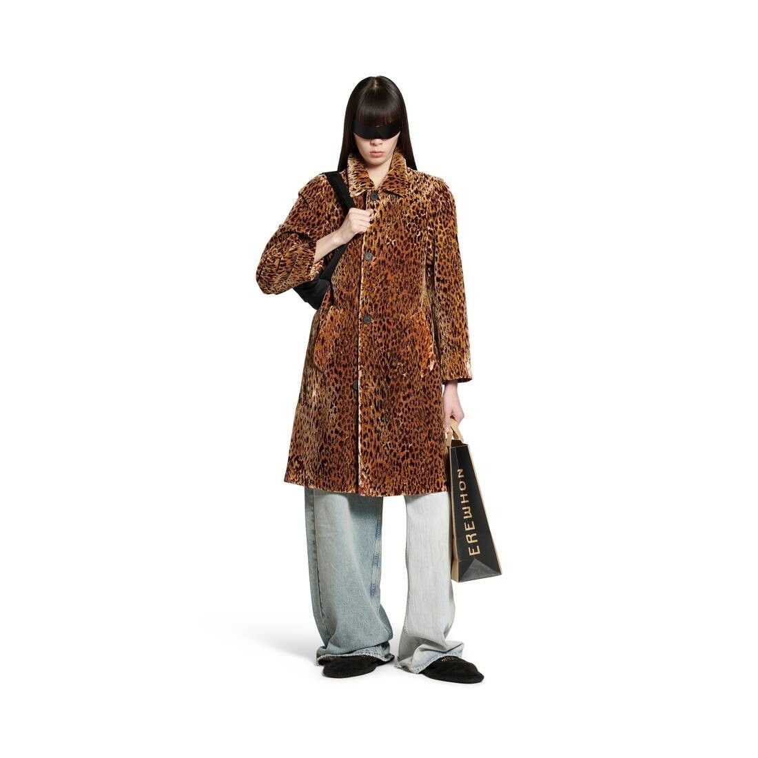 Balenciaga o1bcso1str1025 Leopard Shrunk Coat in Leopard Size L / US 10 / IT 46 - 3 Thumbnail