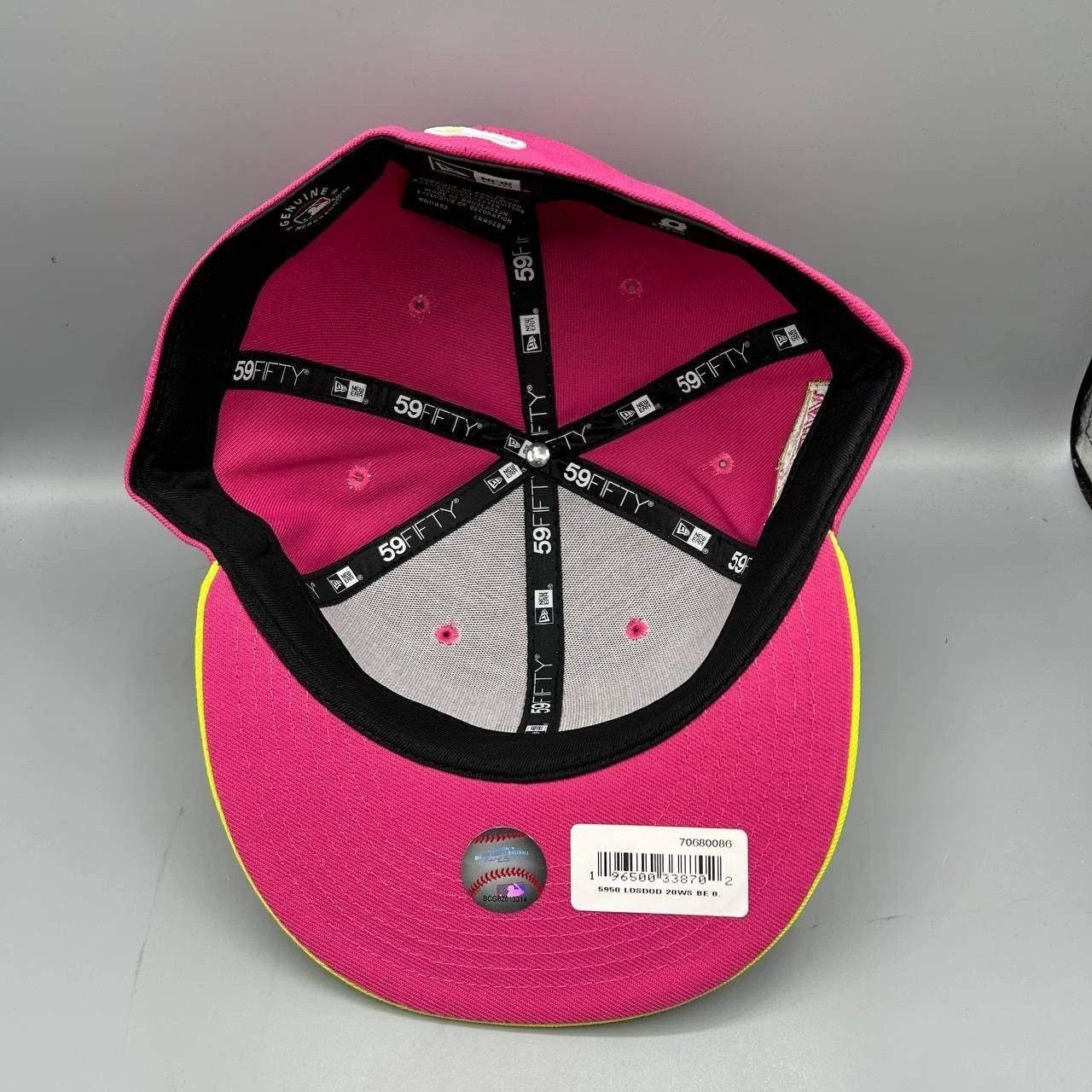 New Era Los Angeles LA Dodgers Hat Men 8 Pink Yellow MLB Fitted Cap Size ONE SIZE - 7 Thumbnail