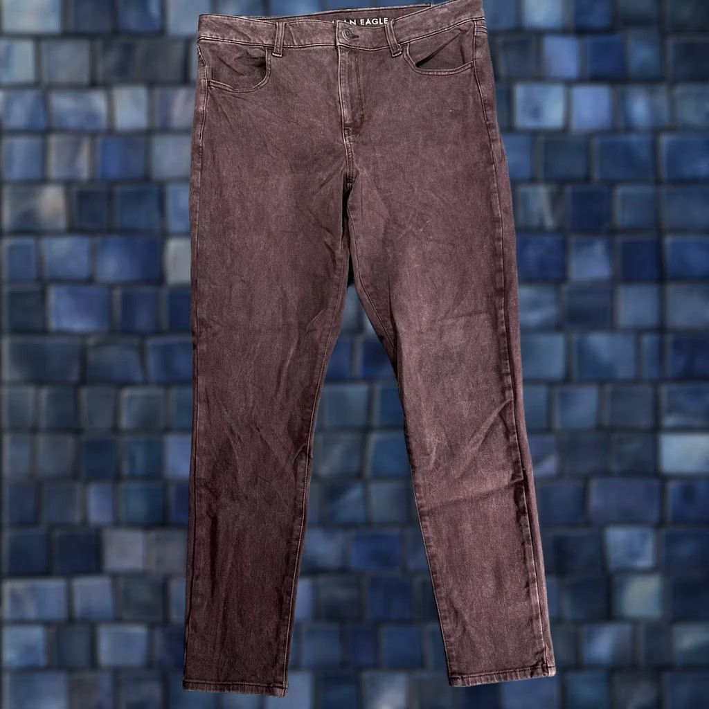 American Eagle Outfitters American Eagle Outfitters Womens High Rise Jegging Purple Cotton Blend Stretch Denim Jeans 14 Regular Womens Size 36" / US 14 / IT 50 - 1 Thumbnail