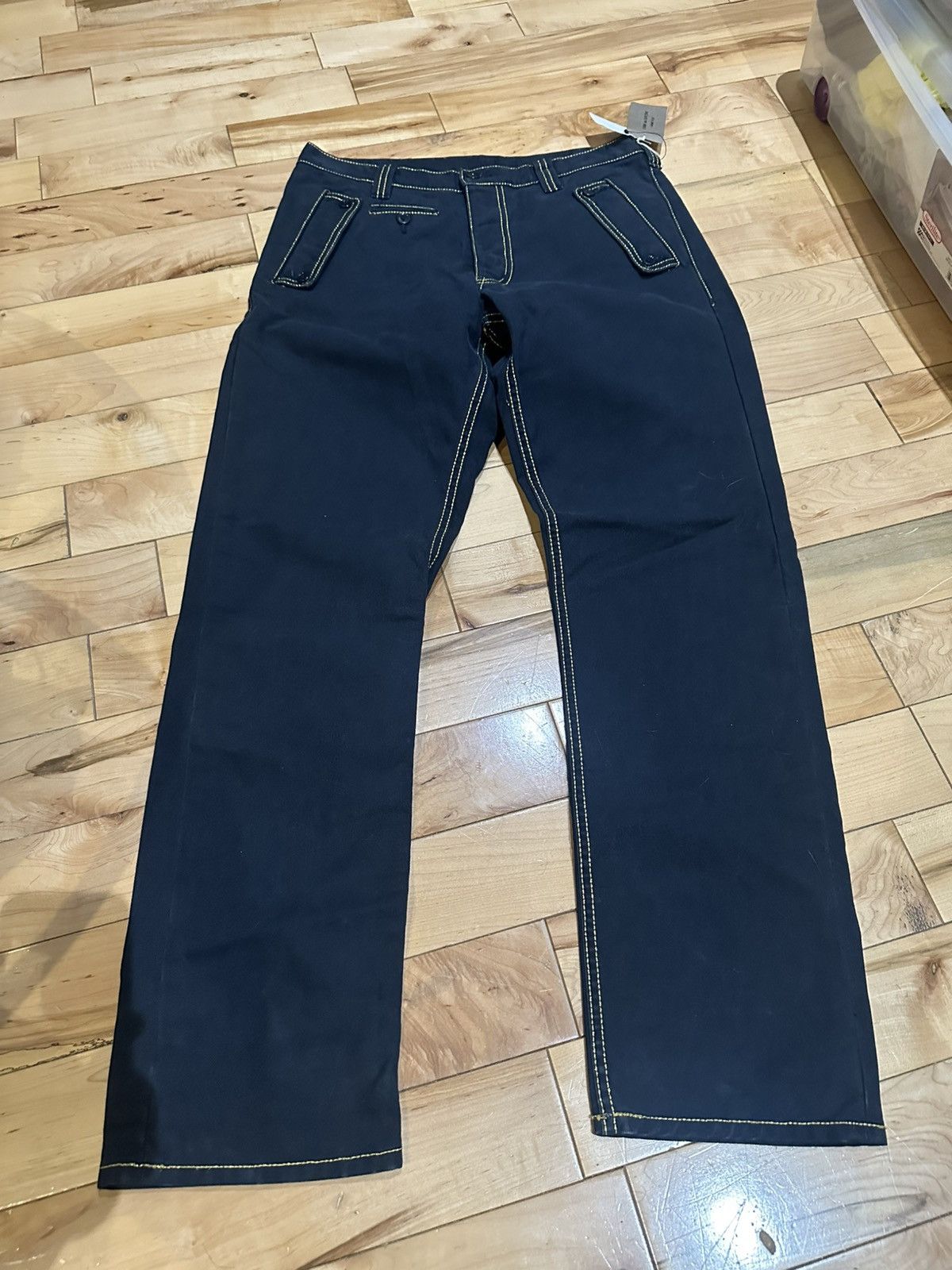 Comme des Garcons Homme Plus SS 2007 CDG Navy Pants Gold Stitching PS-P062 size Small Size US 32 / EU 48 - 1 Thumbnail