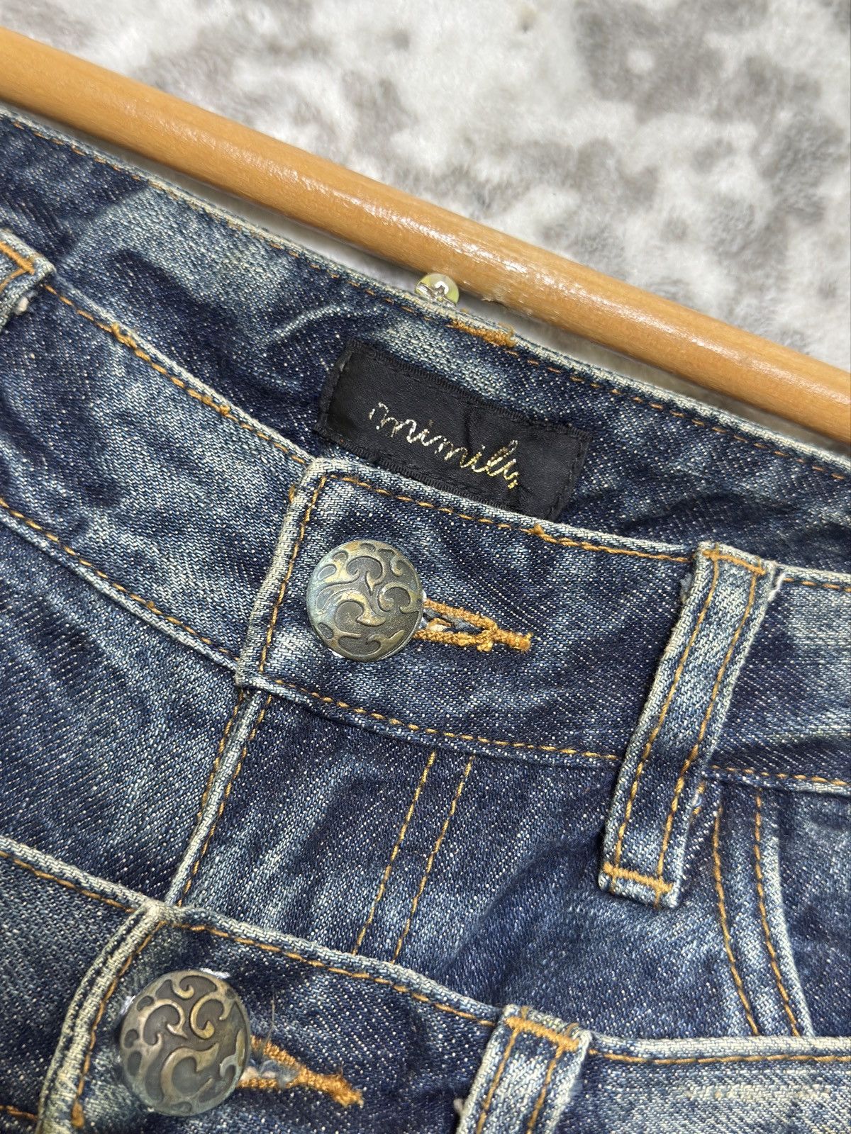 If Six Was Nine Japanese Distressed Double Waist Flare Denim Jeans Size US 29 - 8 Thumbnail