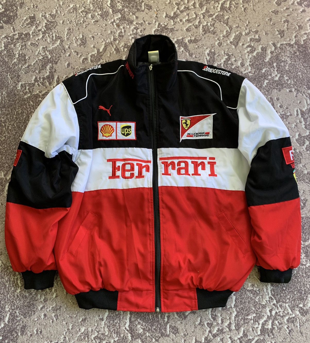 image of Vintage Ferrari Racing Jacket F1 Bomber Retro in Red, Men's (Size XL)