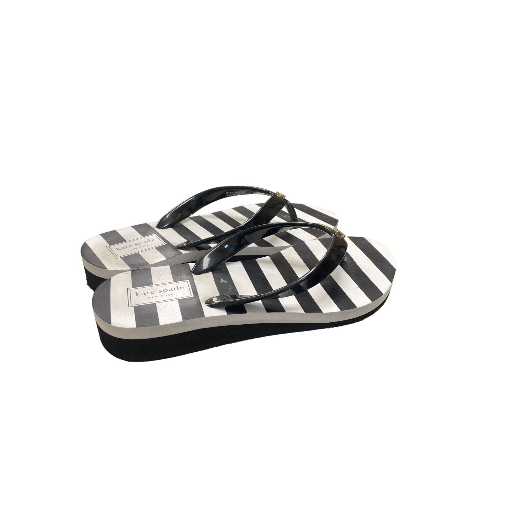 Kate spade black and white flip flops online