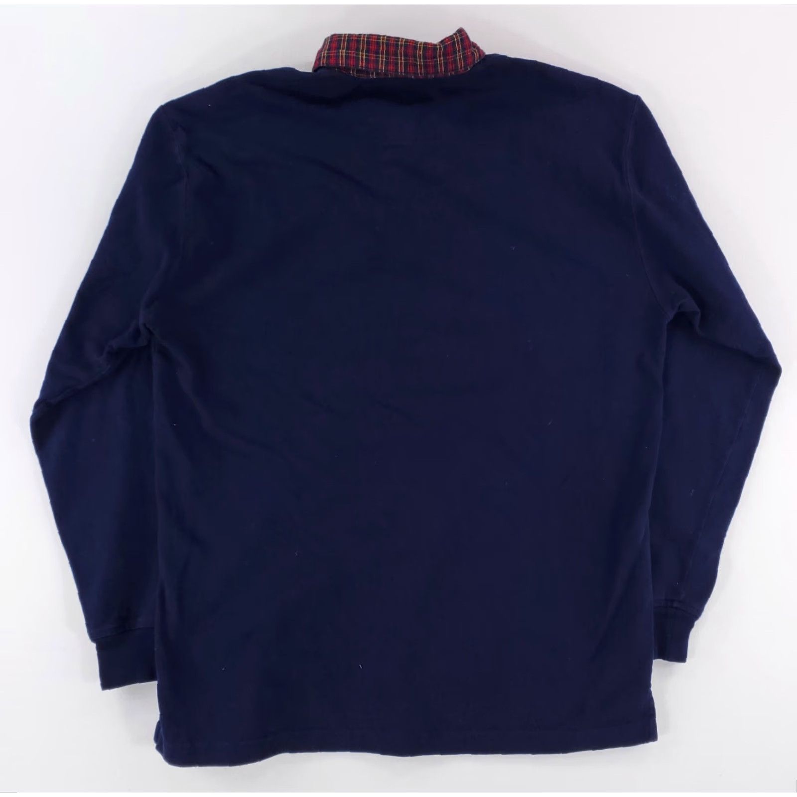 Lands' End Lands' End Rugby Polo Shirt Blue Tartan Plaid Collar Long Sleeve Mens XL Size US XL / EU 56 / 4 - 3 Thumbnail