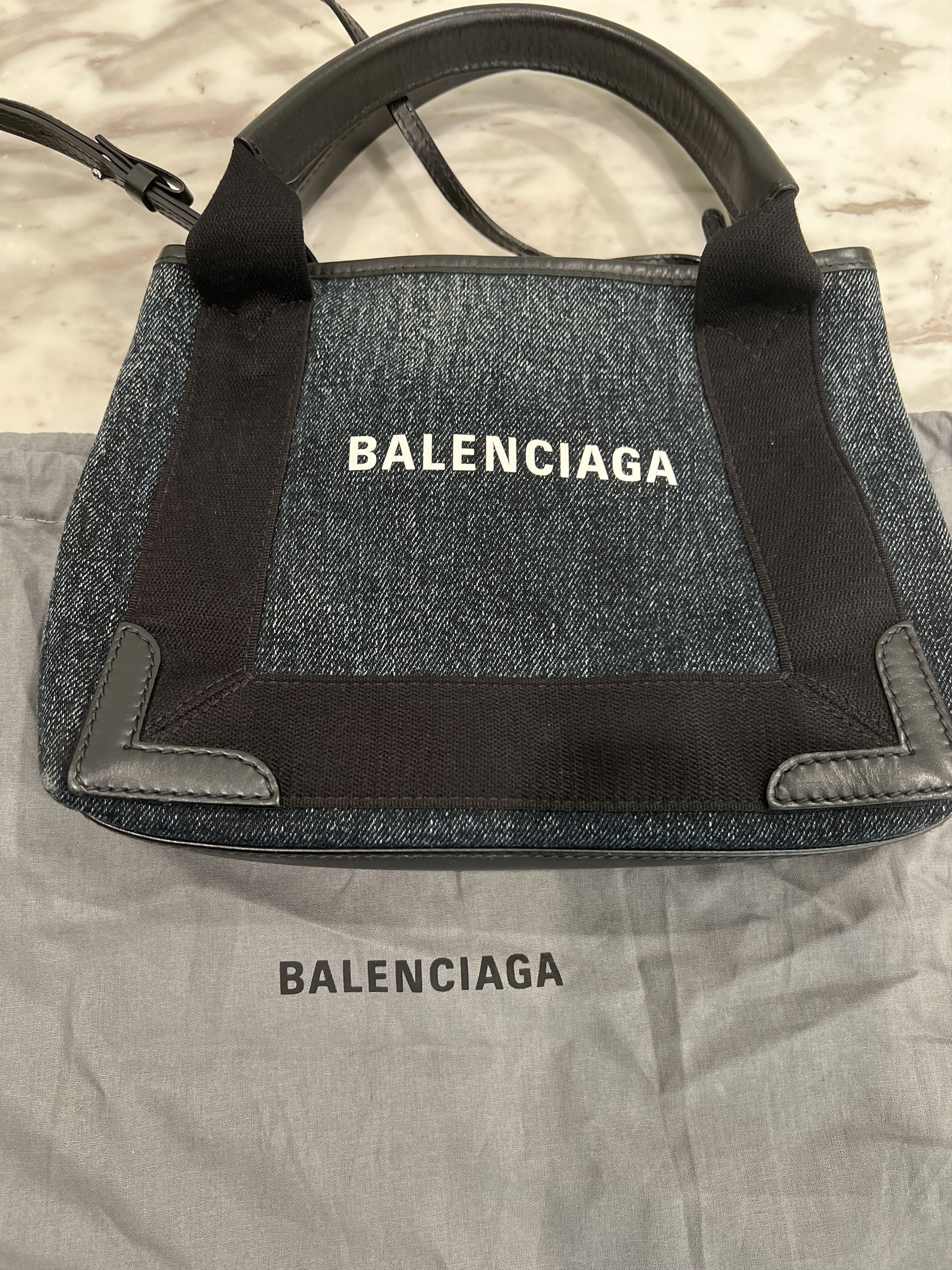 image of Balenciaga Small Cabas Handbag in Denim, Women's