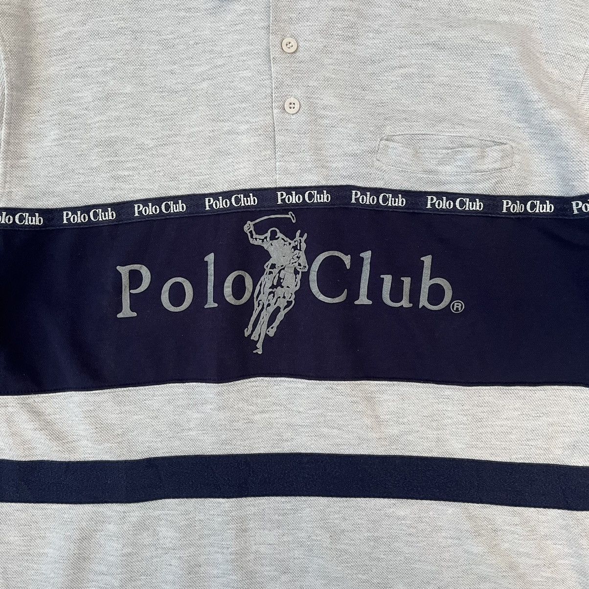 Polo Ralph Lauren POLO CLUB Big Logo Stripe Polo T Shirt Single Pocket Vintage Size US L / EU 52-54 / 3 - 4 Thumbnail