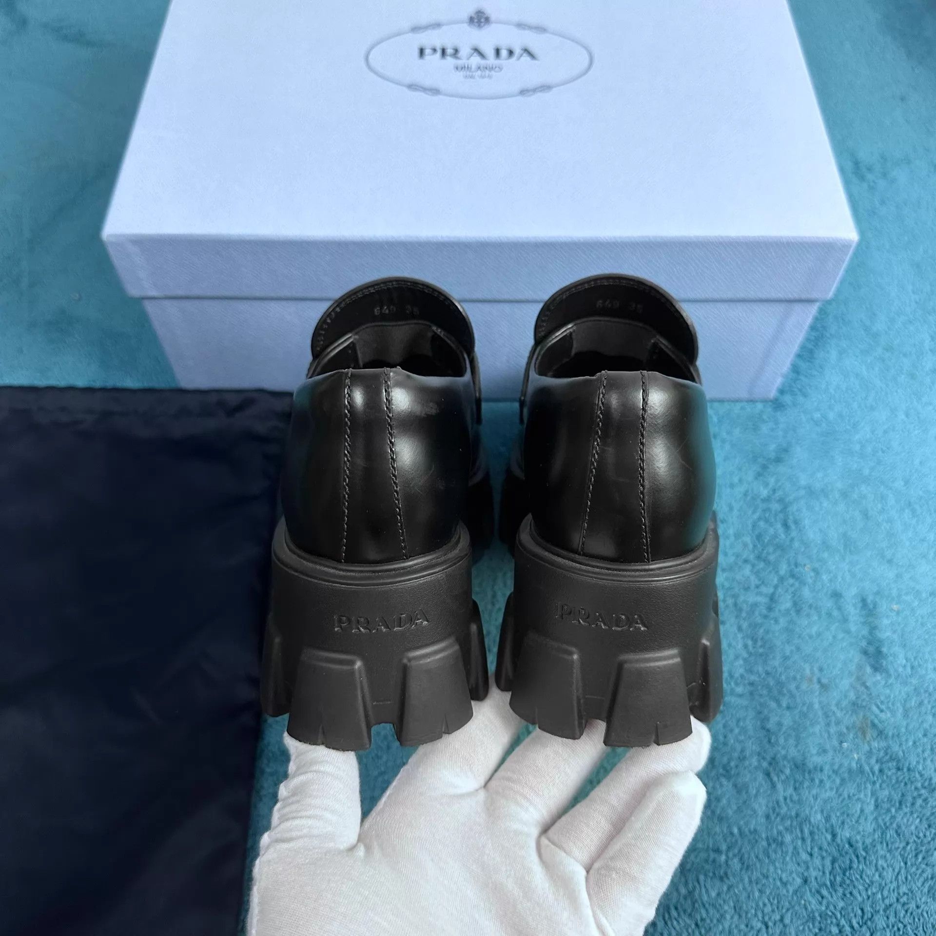 Prada Prada monolith logo platform loafer black 35 Size US 4.5 / IT 34.5 - 4 Thumbnail