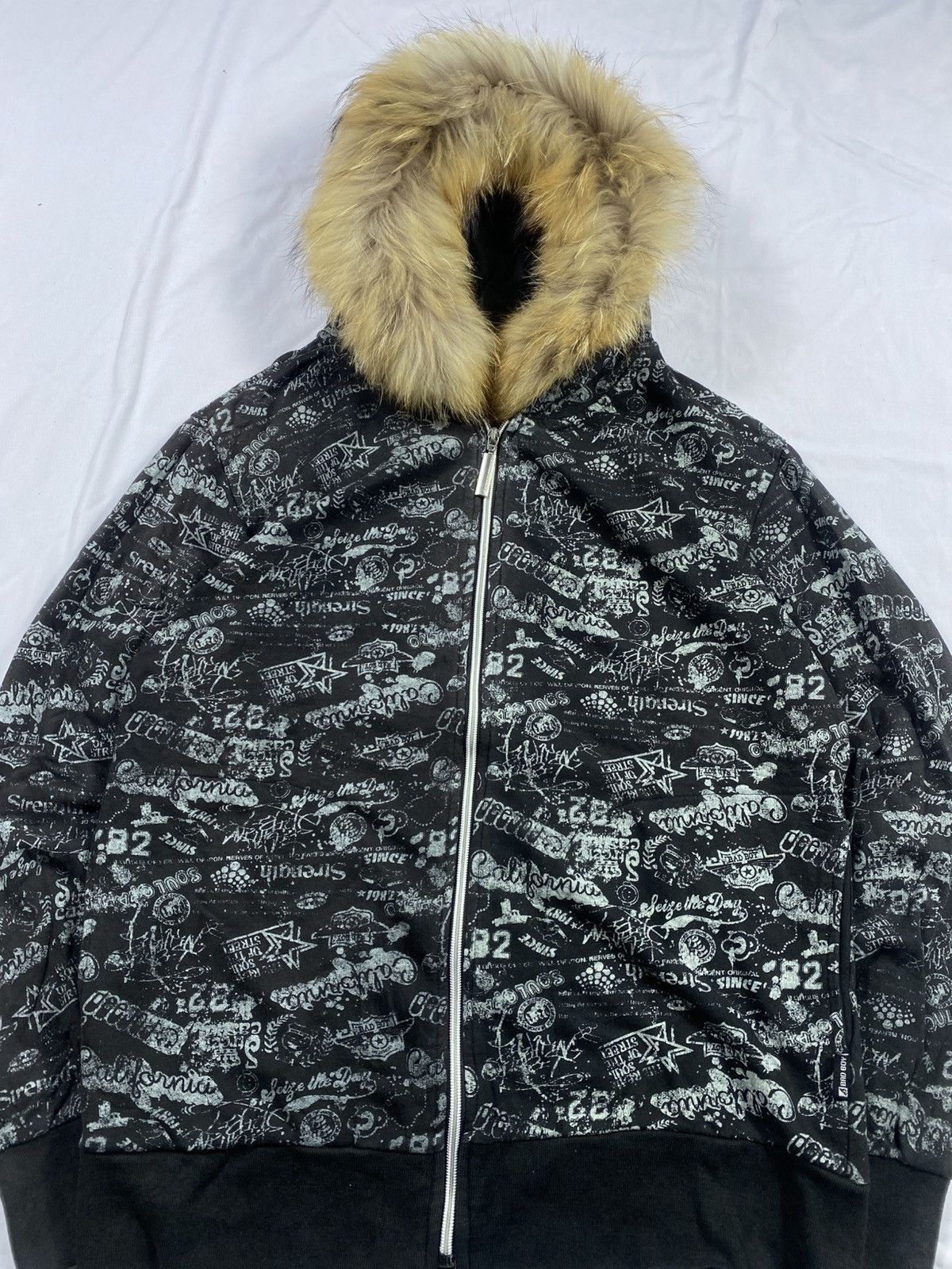 If Six Was Nine Crazy Faded Black Bad Boy fur hoodie Gothic punk Size US L / EU 52-54 / 3 - 4 Thumbnail
