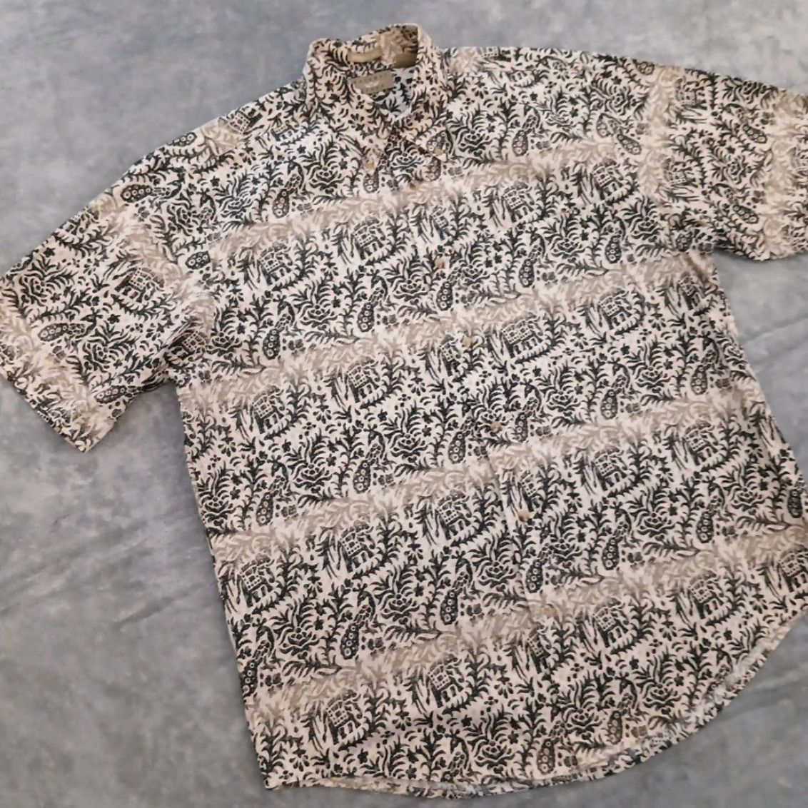 Vintage Natural Issue Shirt Mens Medium Gray Geometric Short Sleeve Button Down Cotton Size US M / EU 48-50 / 2 - 4 Thumbnail