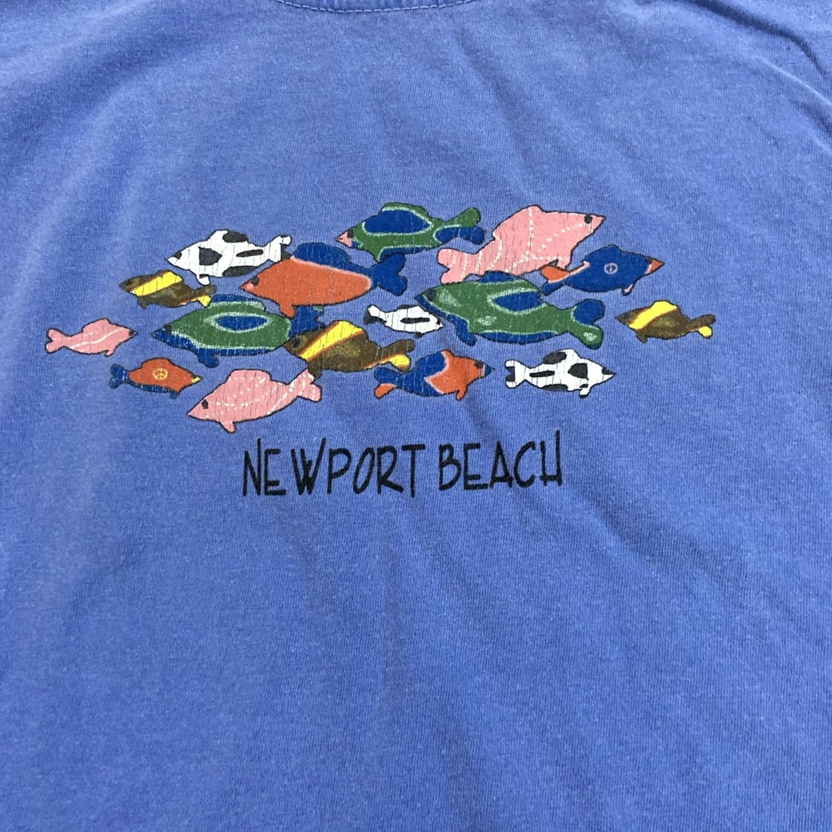 Vintage Newport Blue Womens T-Shirt Size Medium Blue Fish Crew Neck Short Sleeve Knit Cotton Regular All Seasons Beach Beer - Womens Size M / US 6-8 / IT 42-44 - 2 Thumbnail