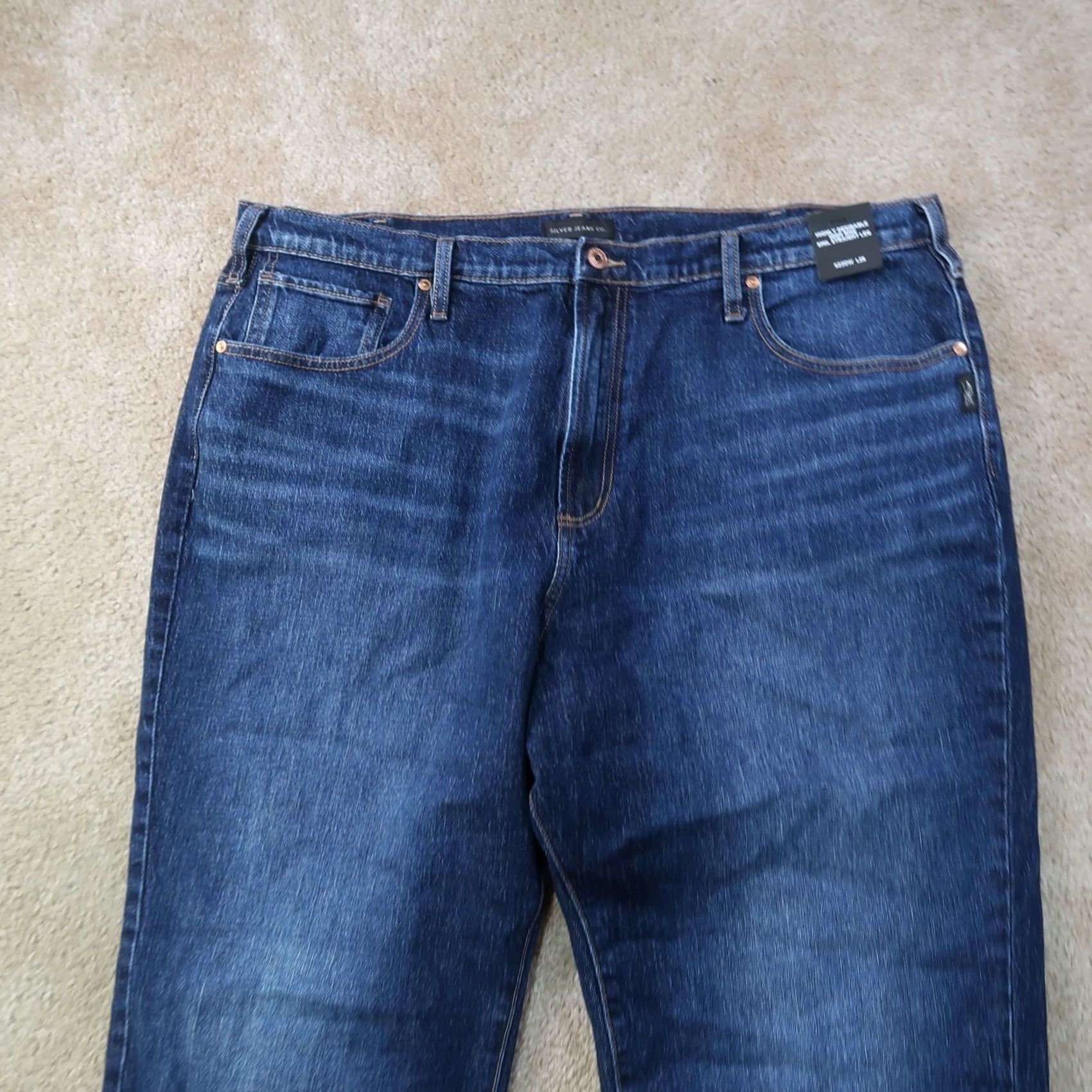 Silver Jeans Co. VINTAGE Silver Jeans Womens 20W x 28S High Rise Slim Straight Jeans Blue Denim pants Stretch 5-Pocket Womens Size 42" / US 20 - 2 Thumbnail