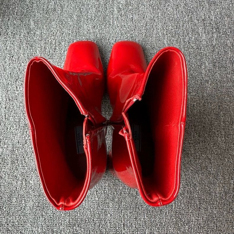Prada Red Patent Leather Heeled Ankle Boots -2505 Size US 8 / IT 38 - 4 Thumbnail