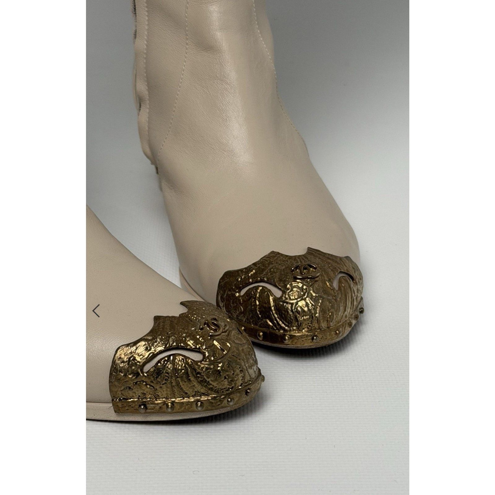 Chanel Chanel Beige Leather Paris Dallas Thigh High Boots Sz. 40 Size US 9 / IT 39 - 3 Thumbnail