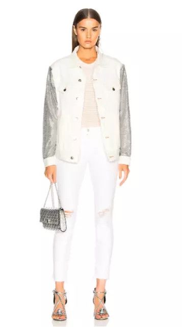 Iro Iro "Nanopo" frayed Denim Jacket Sequined Sleeves and Back. Size M / US 6-8 / IT 42-44 - 3 Thumbnail