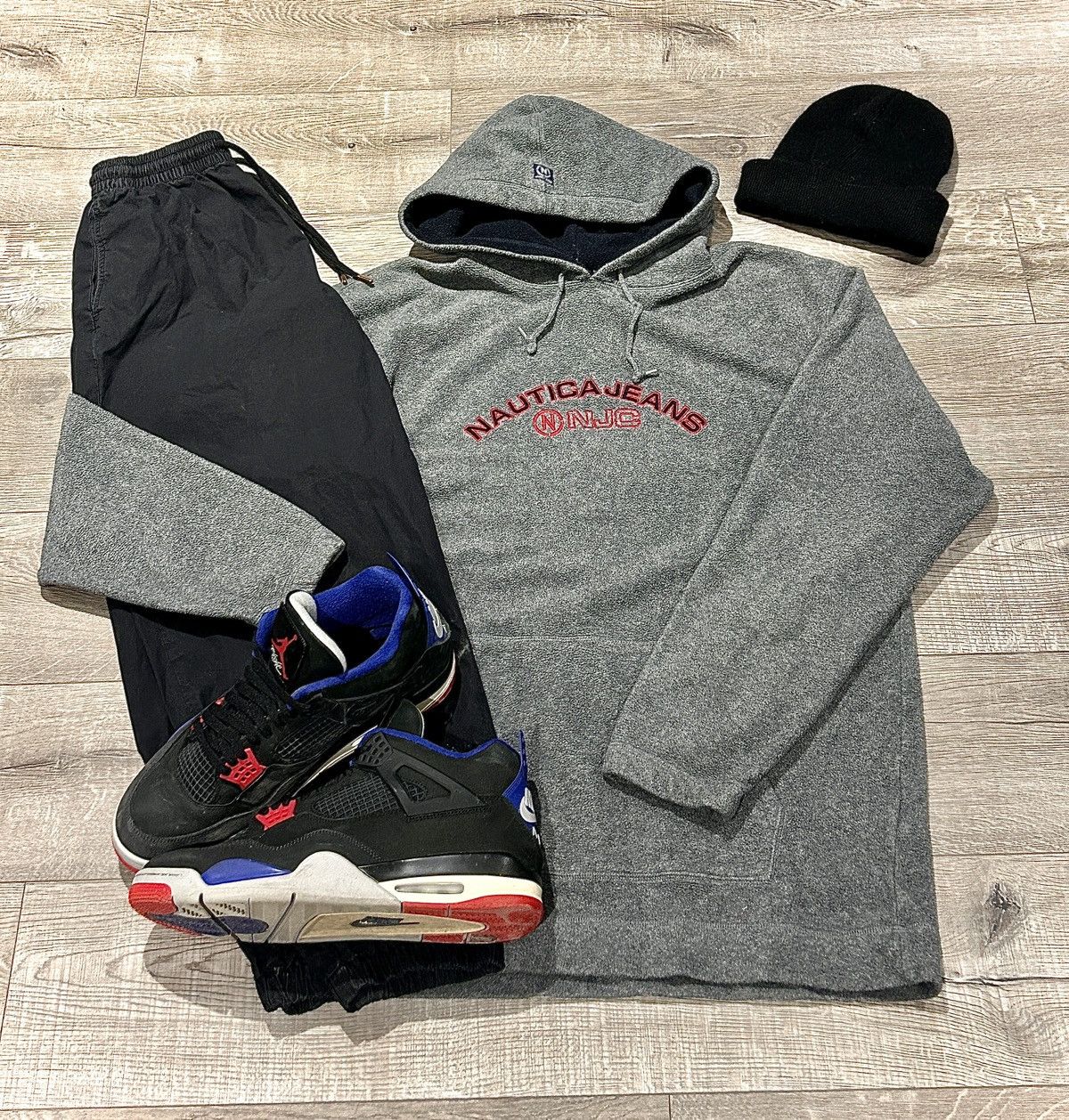 Nautica Y2K Nautica Jeans Fleece Gray Embroidered Red Logo Hoodie Size US XL / EU 56 / 4 - 3 Thumbnail