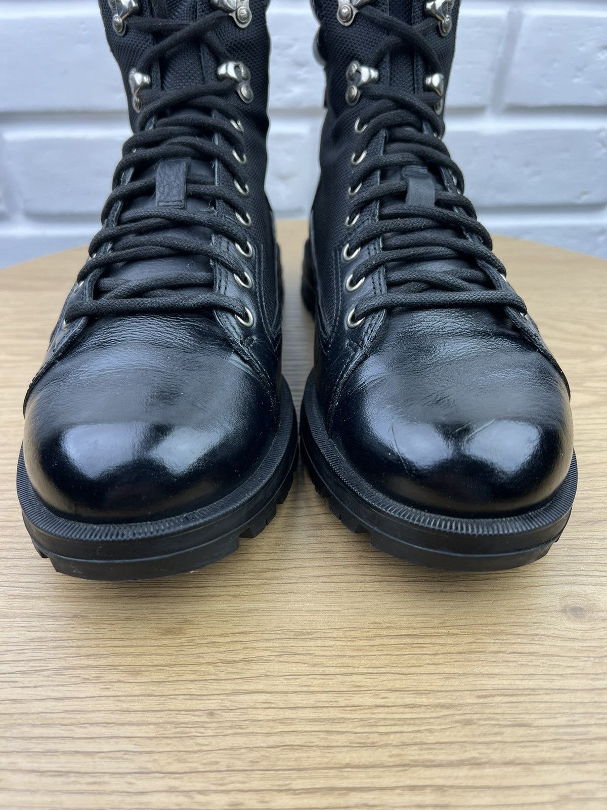 Gucci GUCCI Boots Combat Leather Shoes Lace Up GG Monogram Web Size US 8 / EU 41 - 5 Thumbnail