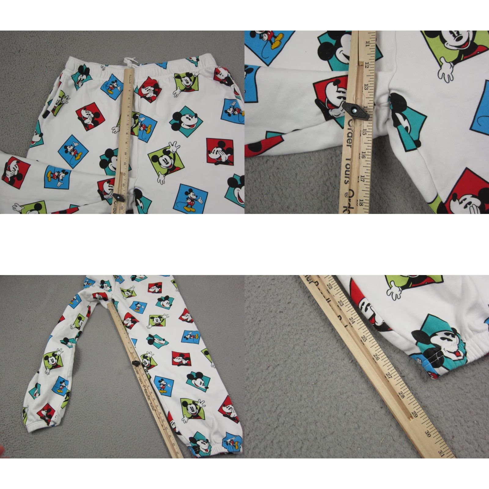 Disney Mickey Mouse Pants Mens XL White Fleece Jogger Disney All Over Print Sweatpants 90s Style Size US 36 / EU 52 - 9 Thumbnail