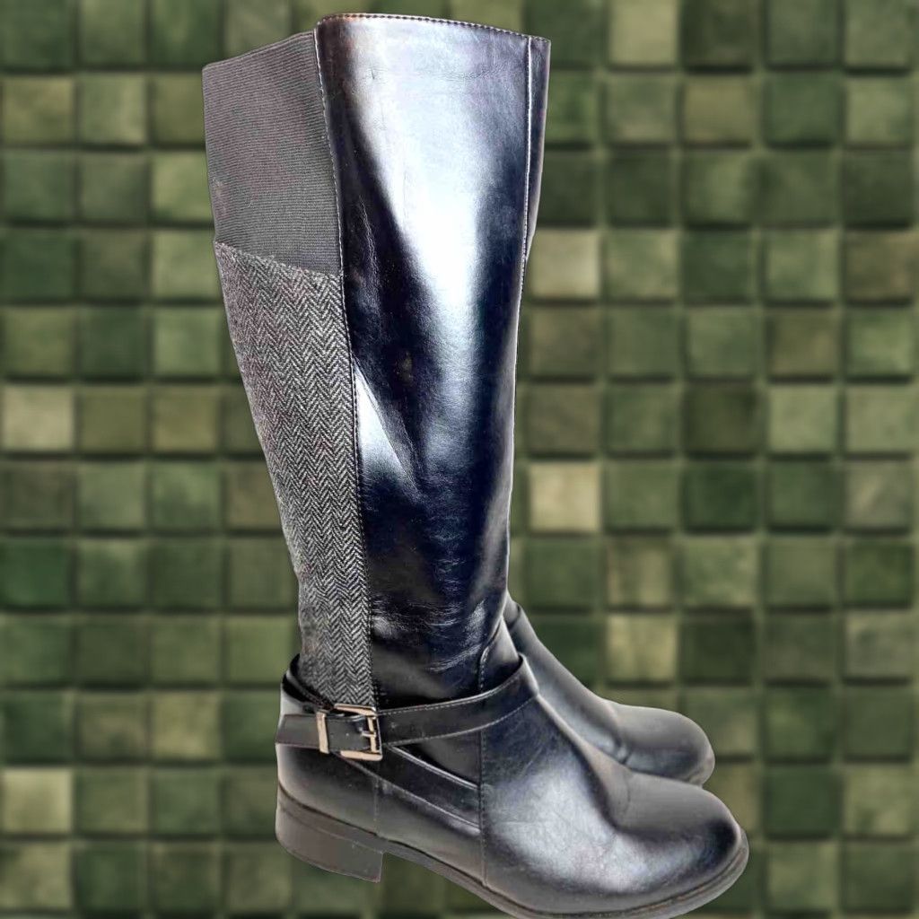 VINTAGE Y NOT? Women's Knee High Boots Size 9M Black Faux Leather