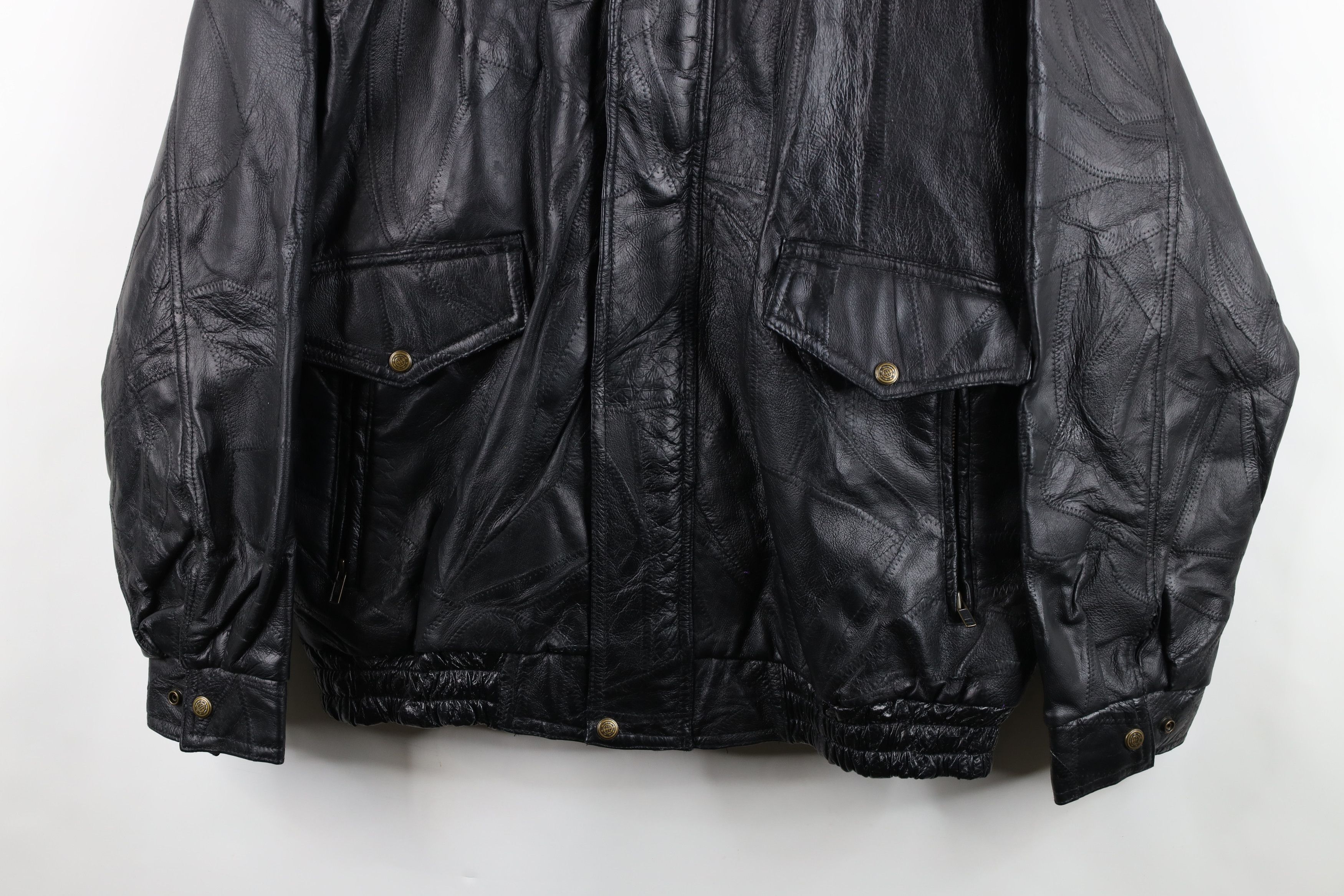 Vintage Vintage 90s Streetwear Patchwork Leather Bomber Jacket Black Size US XL / EU 56 / 4 - 3 Thumbnail