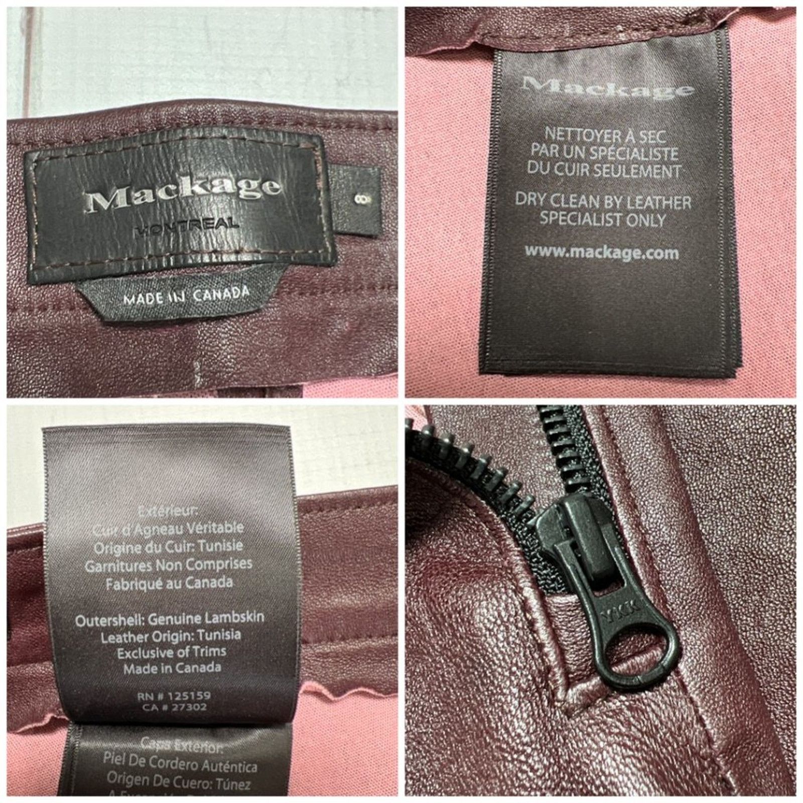 Mackage Mackage Lamb Leather Skinny Pants Maroon Size 8 Zip Size 30" / US 8 / IT 44 - 3 Thumbnail