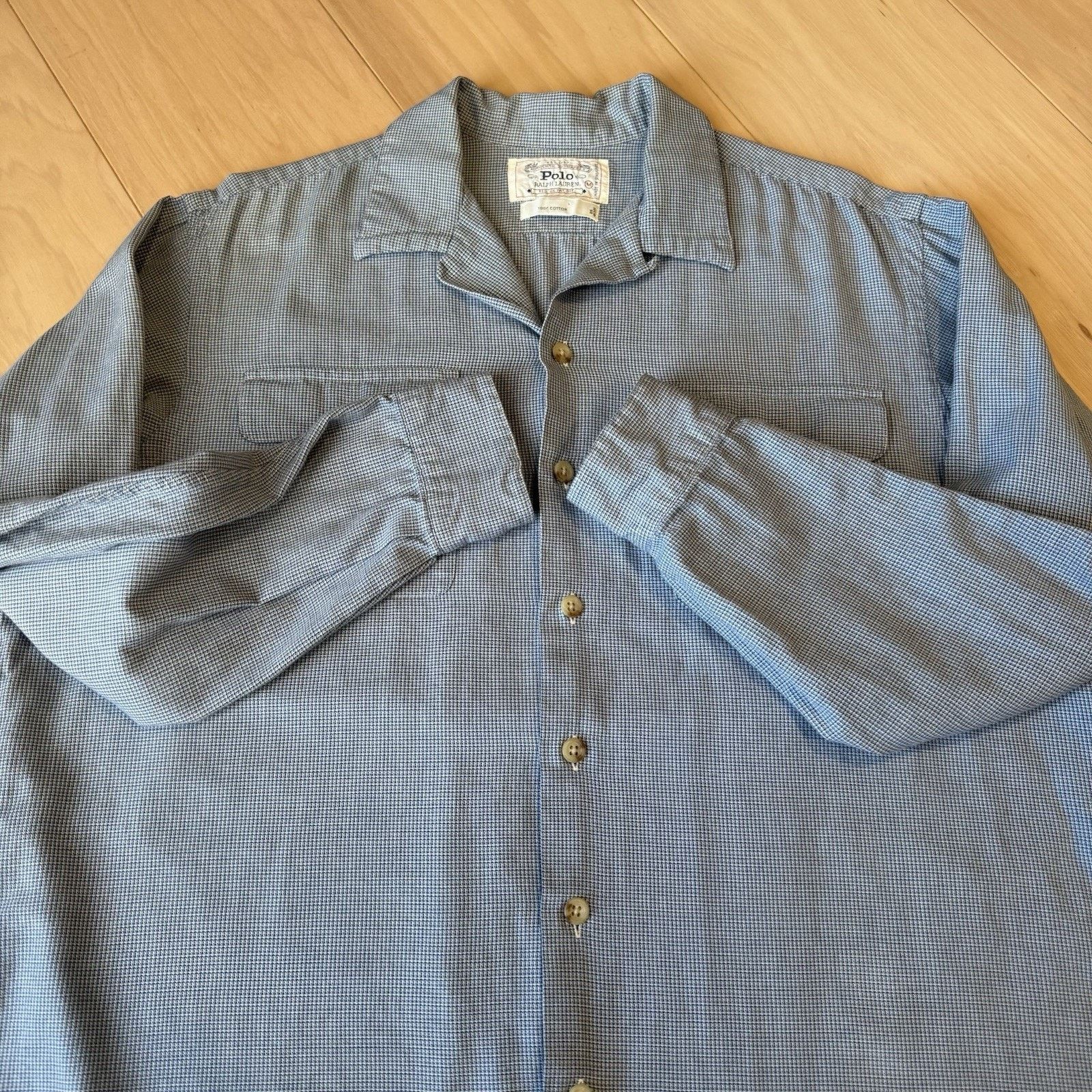 Polo Ralph Lauren × Vintage Vintage Polo Ralph Lauren Loop Collar Shirt M Blue Cotton Size US M / EU 48-50 / 2 - 4 Thumbnail