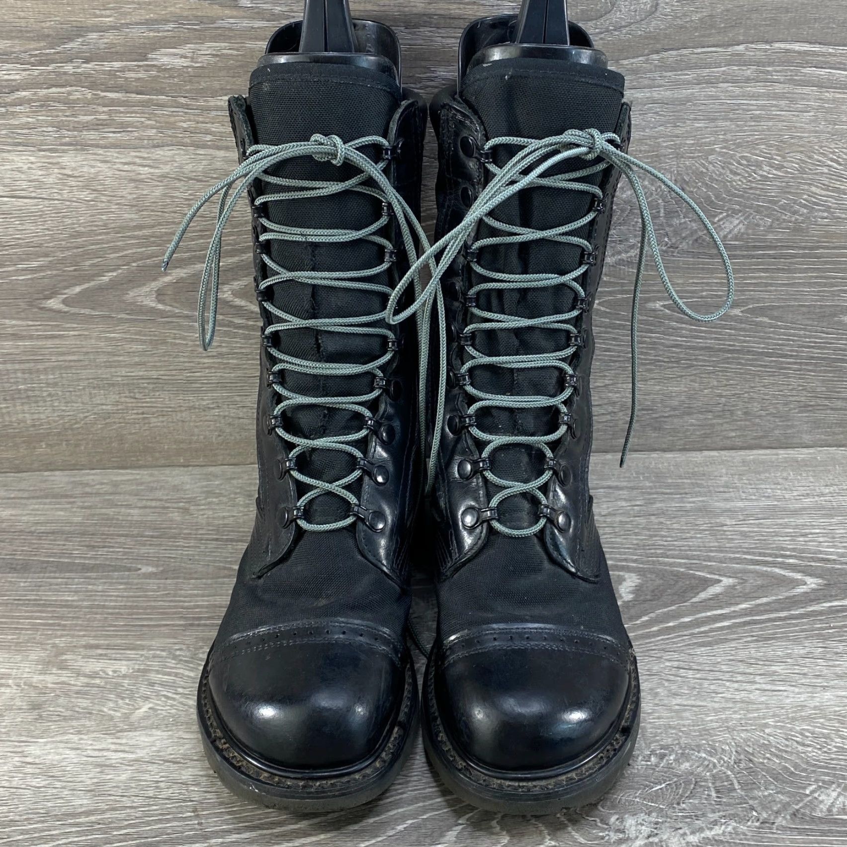 Vintage Corcoran Black Leather Military Jump Boots 8 Combat Punk Paratrooper Grunge USA Mens Boot Size US 8 / EU 41 - 3 Thumbnail
