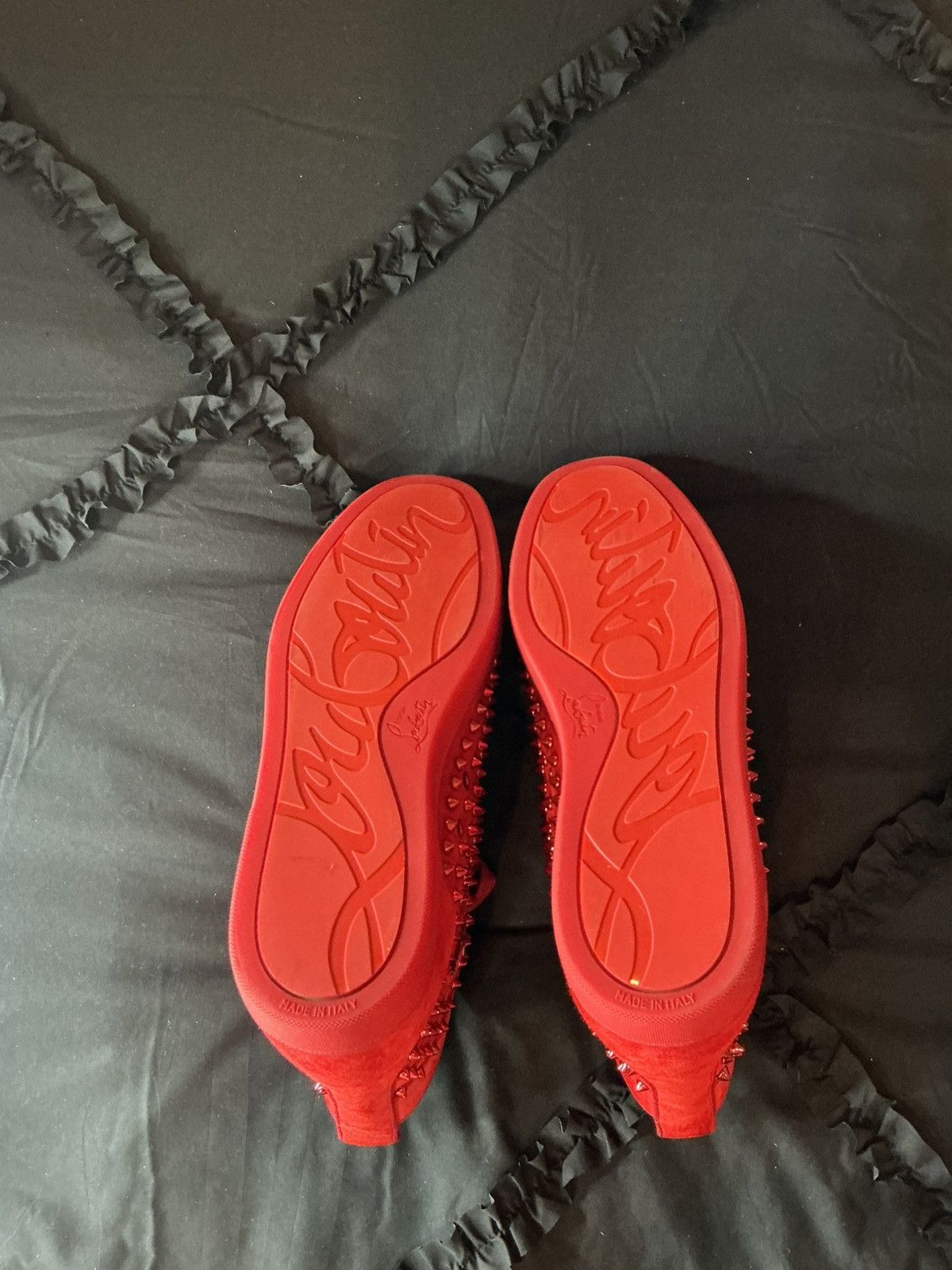 Christian Louboutin Christian Louboutin Louis Orlato Spiked Sneaker — Loubi Red Size US 12 / EU 45 - 7 Thumbnail