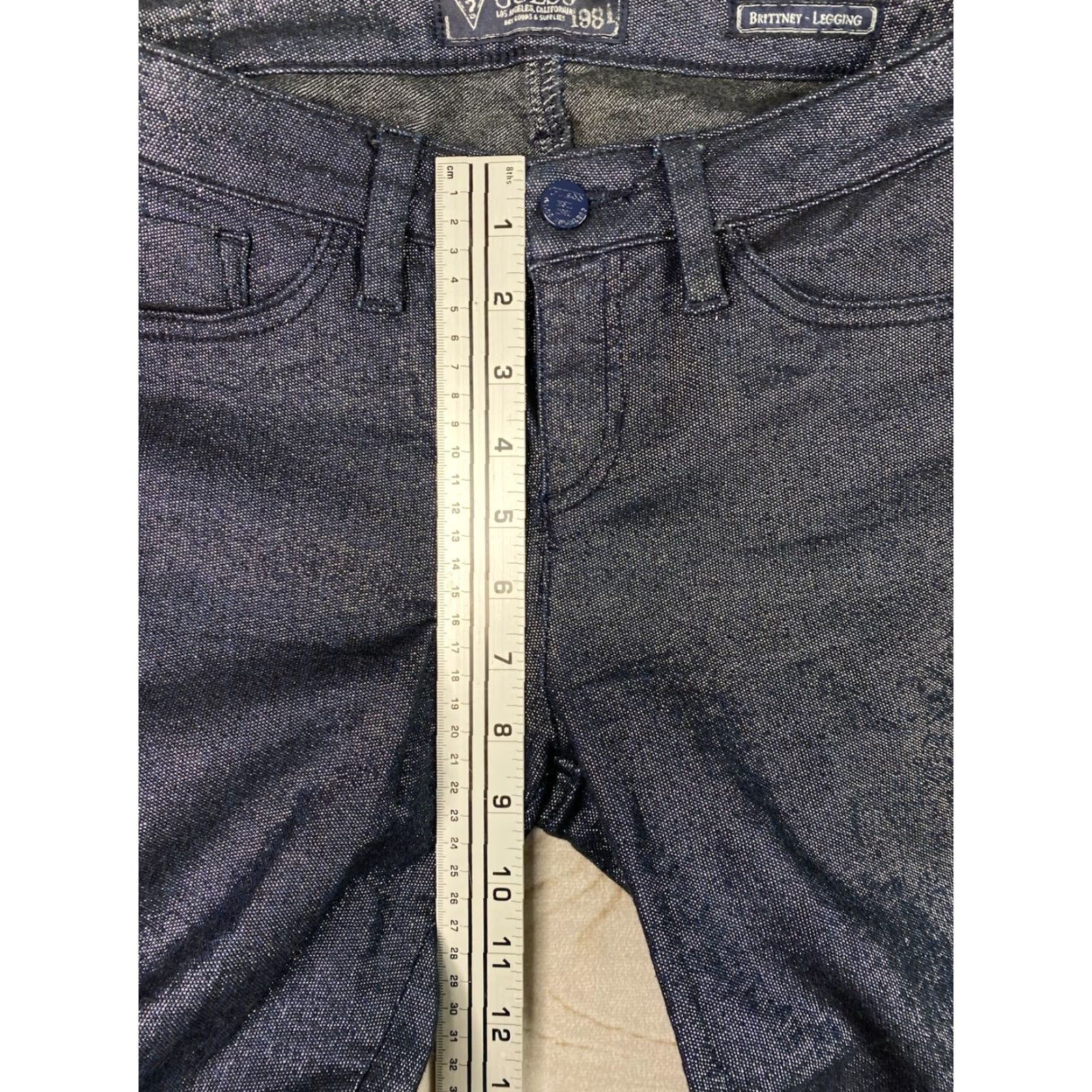 Guess VINTAGE GUESS Jeans Brittney Legging Womens 28 Blue Sparkly Stretch Skinny Glitter Denim Tie? Size 28" / US 6 / IT 42 - 5 Thumbnail