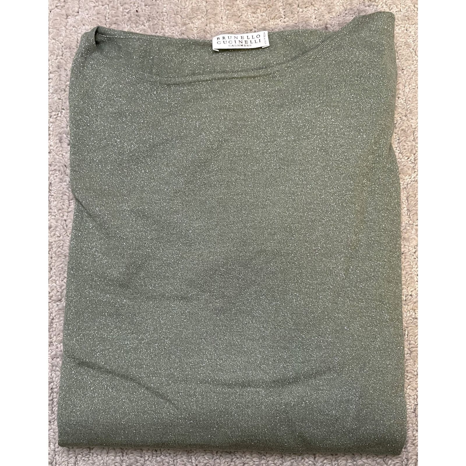 Brunello Cucinelli Brunello Cucinelli Green Sparkle Cashmere Silk LS Top XL Size XL / US 12-14 / IT 48-50 - 5 Thumbnail