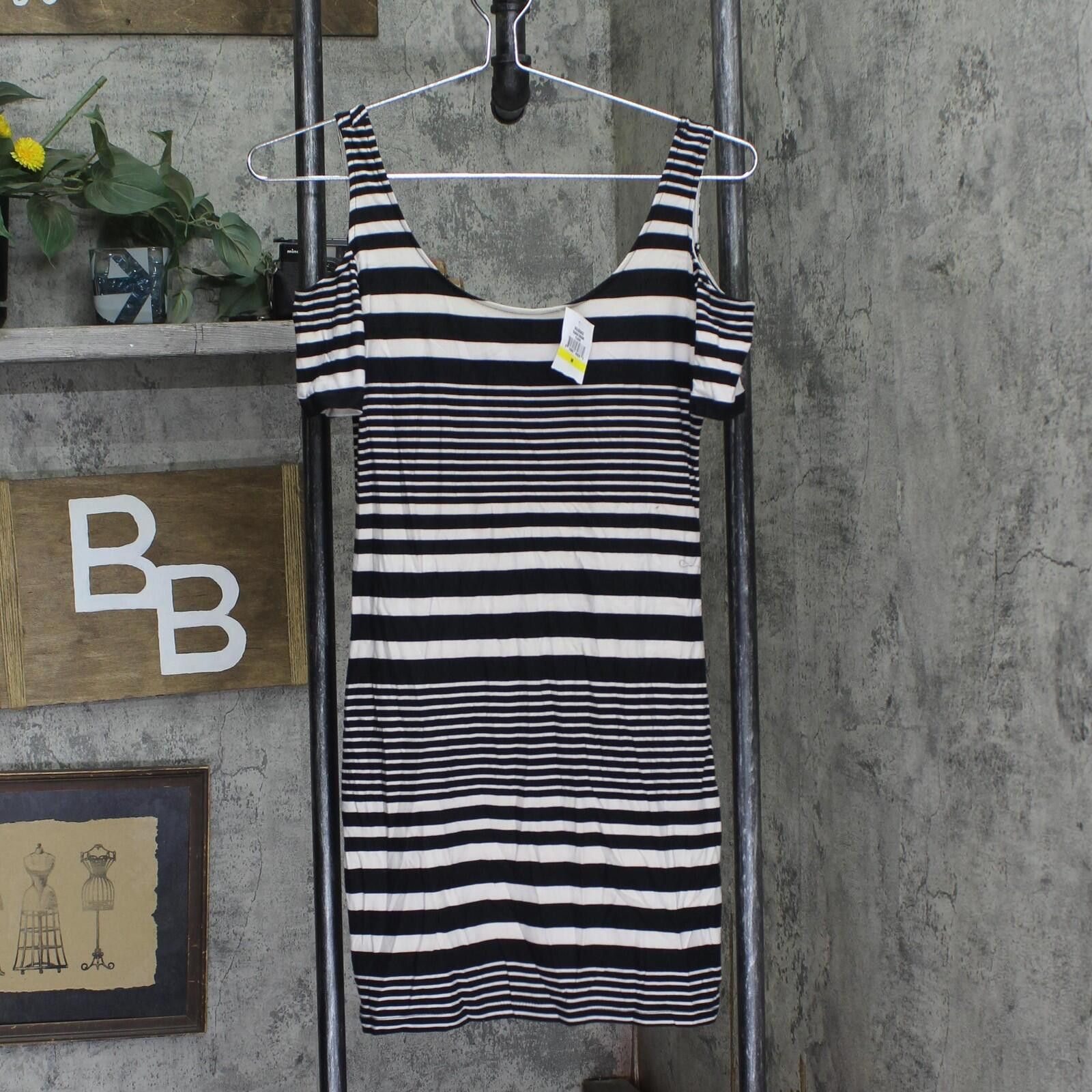 Other Nwt Planet Gold Cold-shoulder Bodycon Dress Black Stripe M Size M / US 6-8 / IT 42-44 - 1 Thumbnail