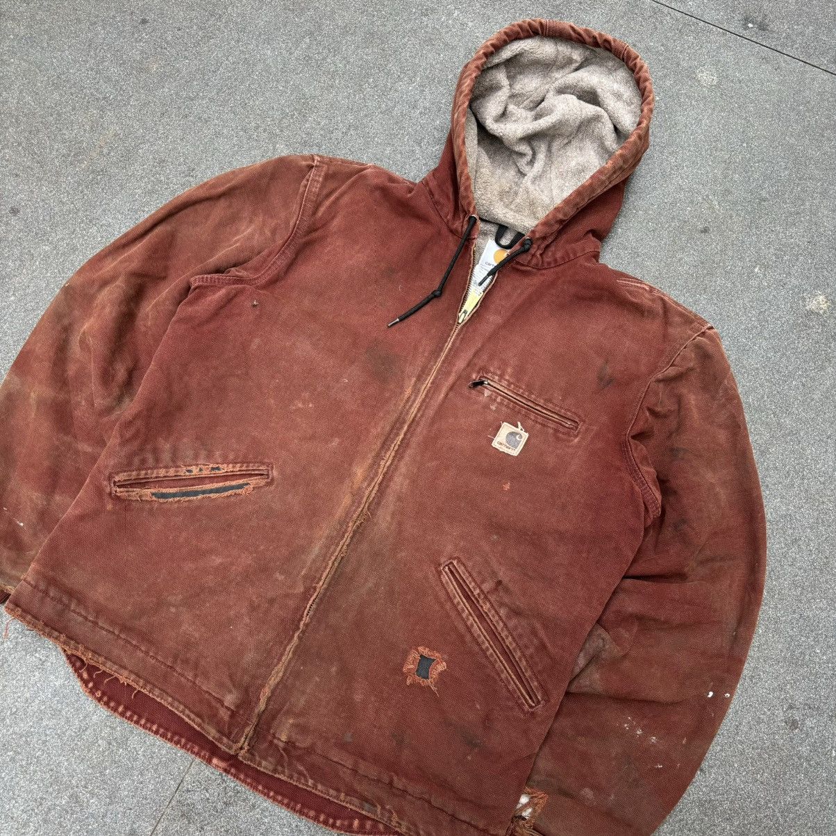 Carhartt × Vintage Rare💥Vintage Carhartt Sherpa lined hooded Jacket J141 CLY Size US M / EU 48-50 / 2 - 2 Thumbnail