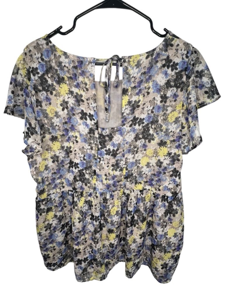 Lucky Brand Lucky Brand Floral Print Babydoll Short Sleeve Blouse Size L / US 10 / IT 46 - 4 Thumbnail