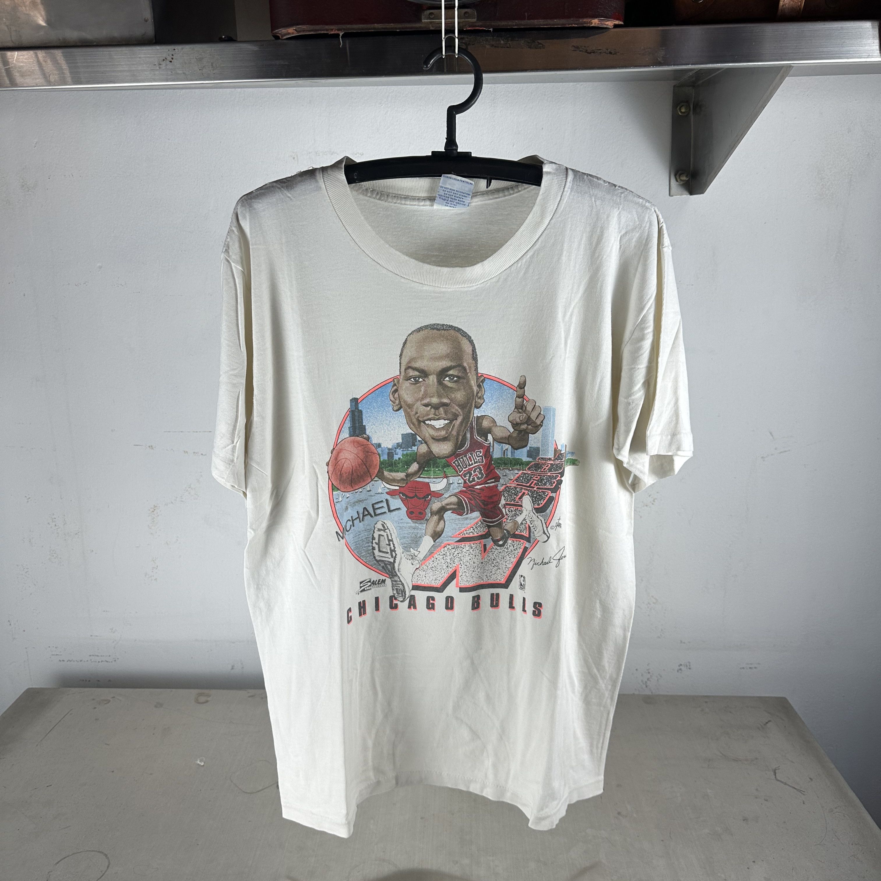 ​​​90s Michael Jordan Chicago Bulls NBA Caricature Salem Tee